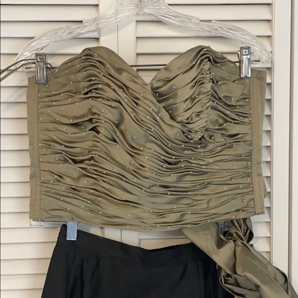 Marisa Baratelli Silk Bustier/Skirt, Green/Black 4